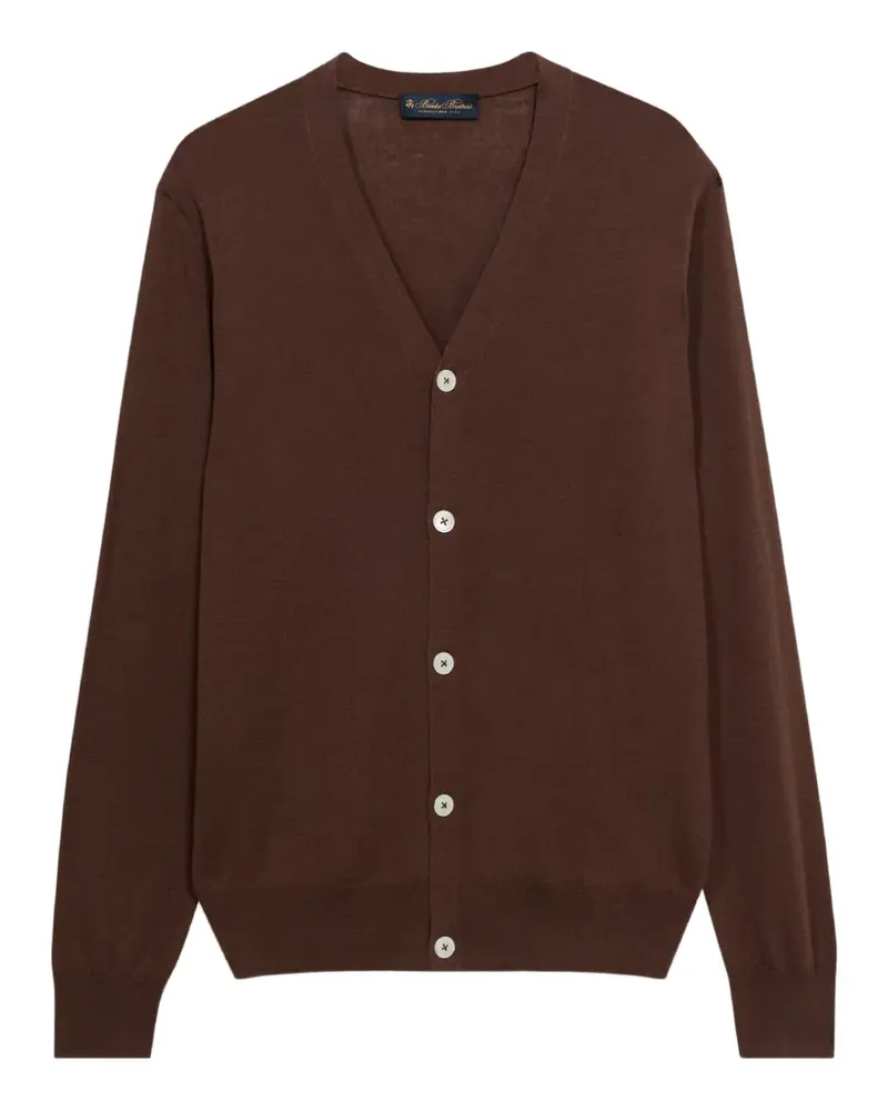 Brooks Brothers Gerippter Cardigan mit V-Ausschnitt - Braun Braun