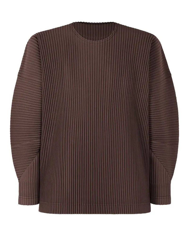 Issey Miyake pleated long-sleeve T-shirt - Braun Braun
