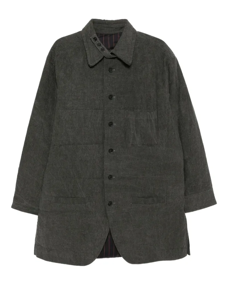 Yohji Yamamoto Wattierte Jacke mit verstärktem Kragen - Grau Grau