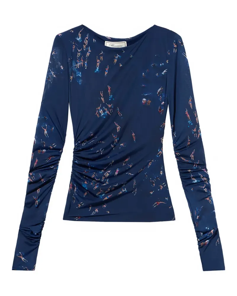 Blumarine ruched-detail T-shirt - Blau Blau