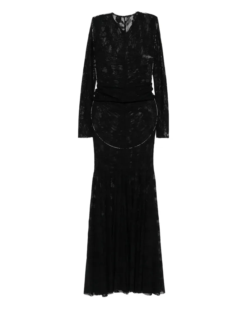 Norma Kamali long sleeve v-neck maxi dress - Schwarz Schwarz