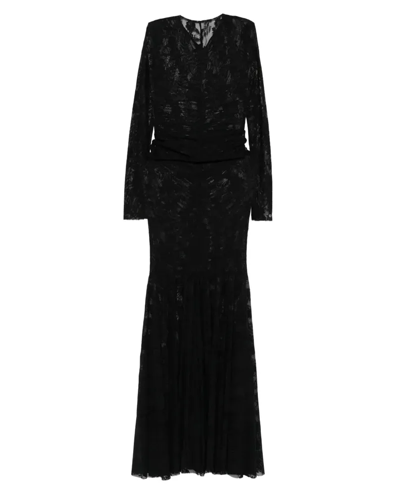 Norma Kamali Langärmeliges Maxikleid mit V-Ausschnitt - Schwarz Schwarz