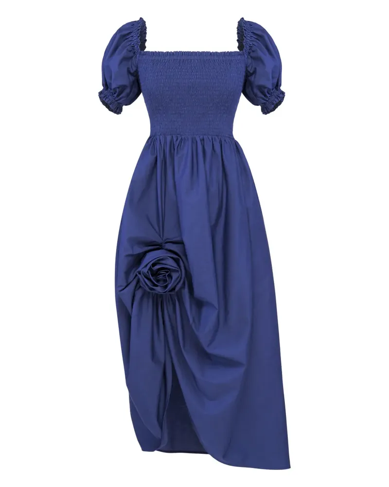 SLEEPER Schulterfreies Belle gesmoktes Kleid - Blau Blau