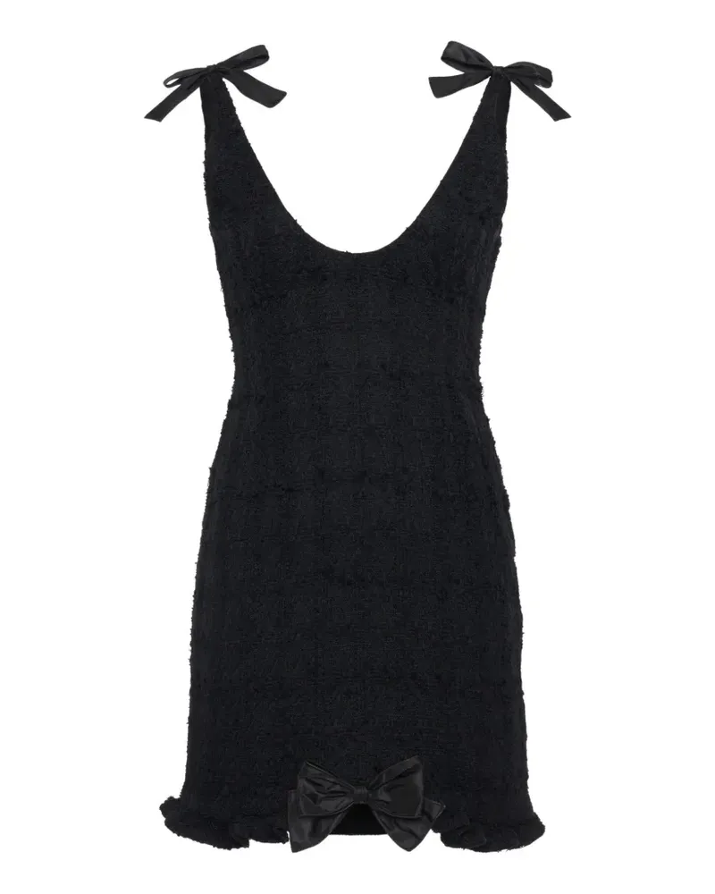 Alessandra Rich Bouclé-Minikleid mit Schleife - Schwarz Schwarz