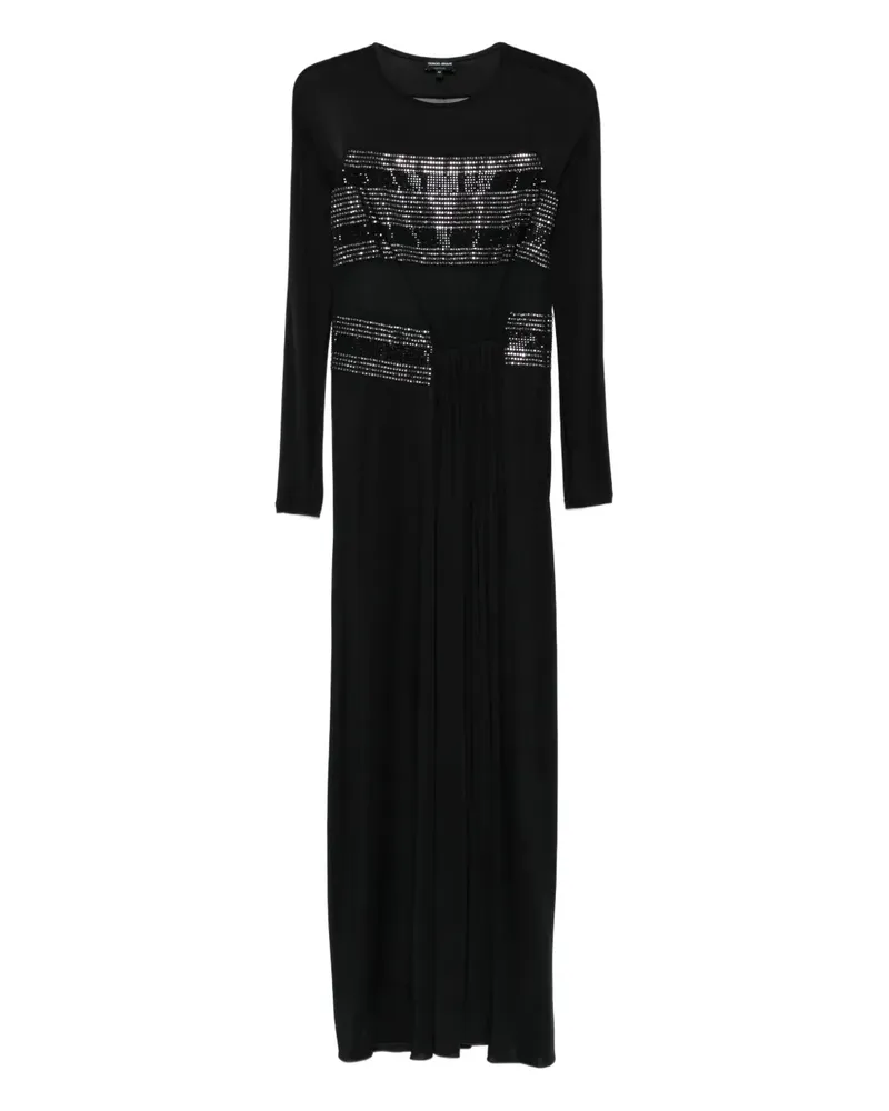 Giorgio Armani Verziertes Midikleid mit Mesh-Einsatz - Schwarz Schwarz