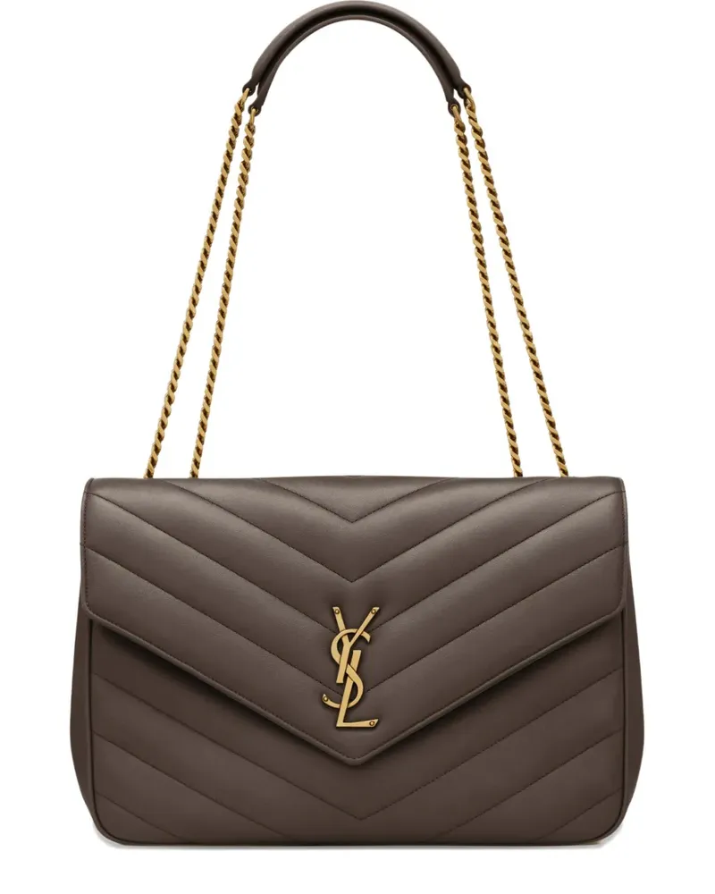 Saint Laurent Loulou large chevron chain shoulder bag - Grau Grau