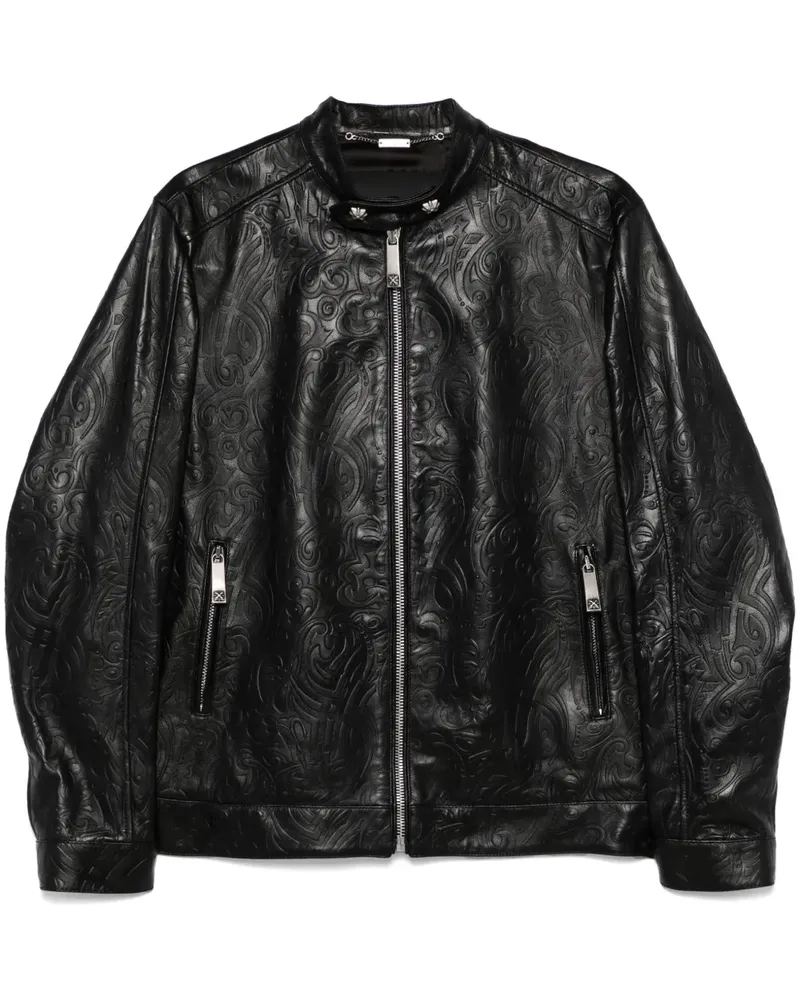 John Richmond Klassische Lederjacke - Schwarz Schwarz