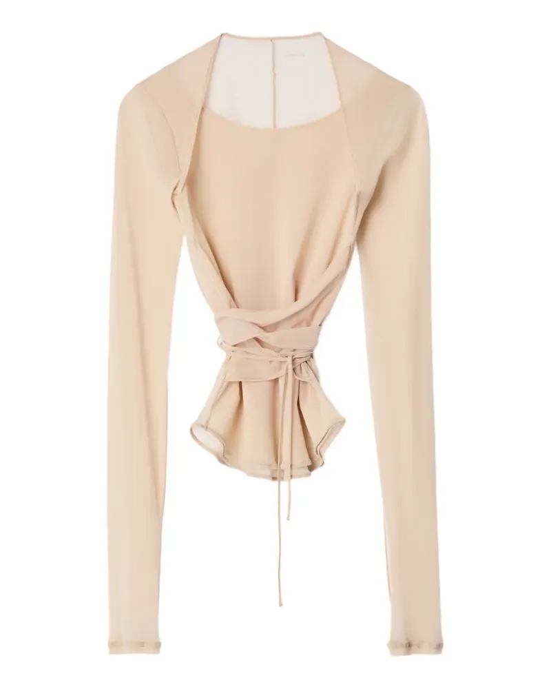 Christophe Lemaire ballerina Wrap top in mesh jersey - Nude Nude