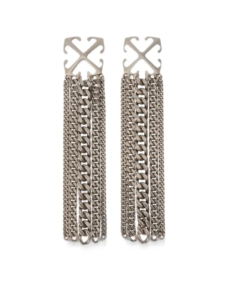 OFF-WHITE Arrow chain pendant earrings - Silber Silber
