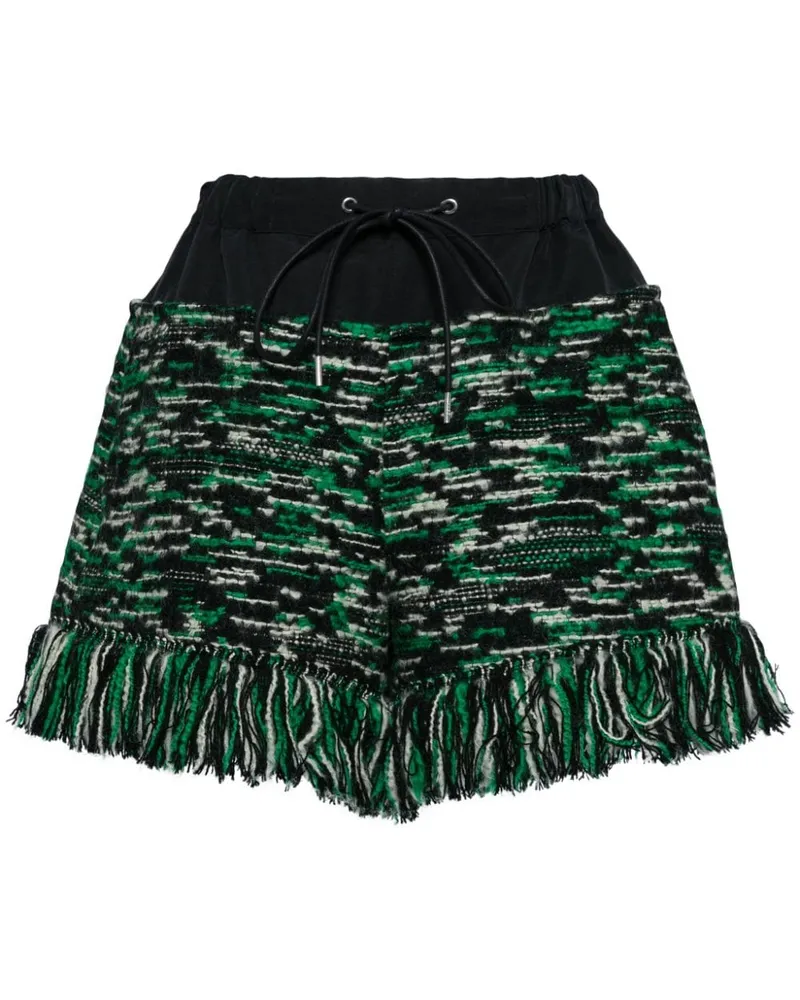 Sacai Gestrickte Shorts mit Fransensaum - Grün Grün