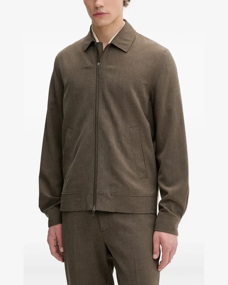 LES DEUX zip-up shirt collar jacket - Braun Braun