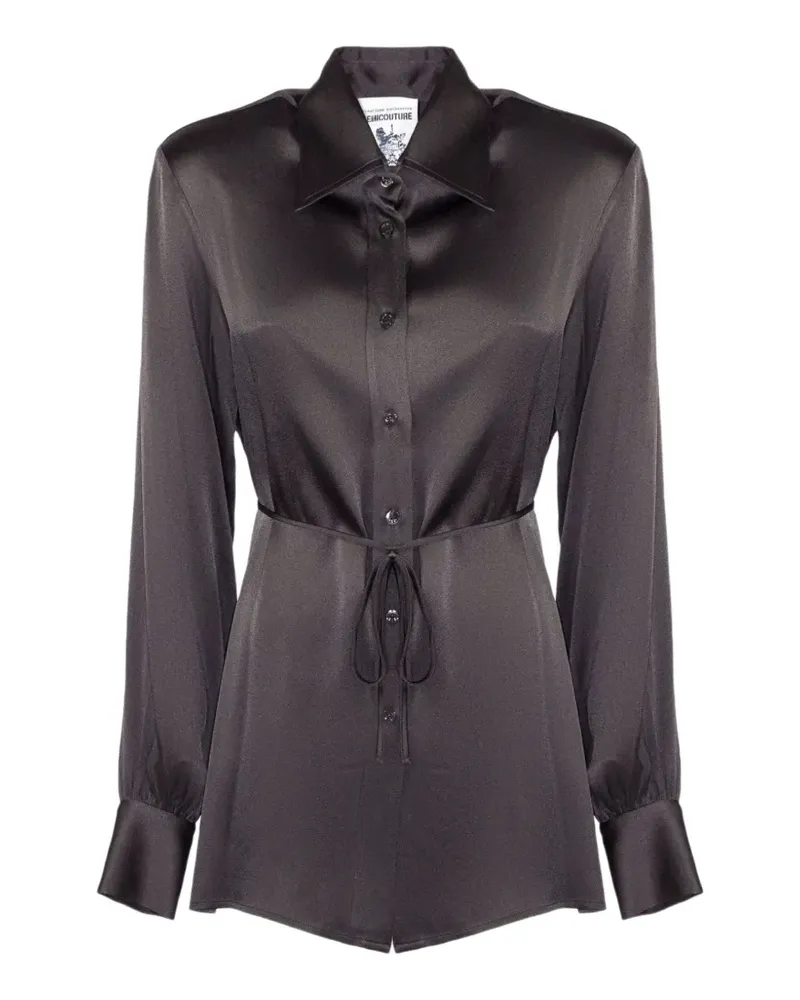 Semicouture button tie-belt shirt - Braun Braun