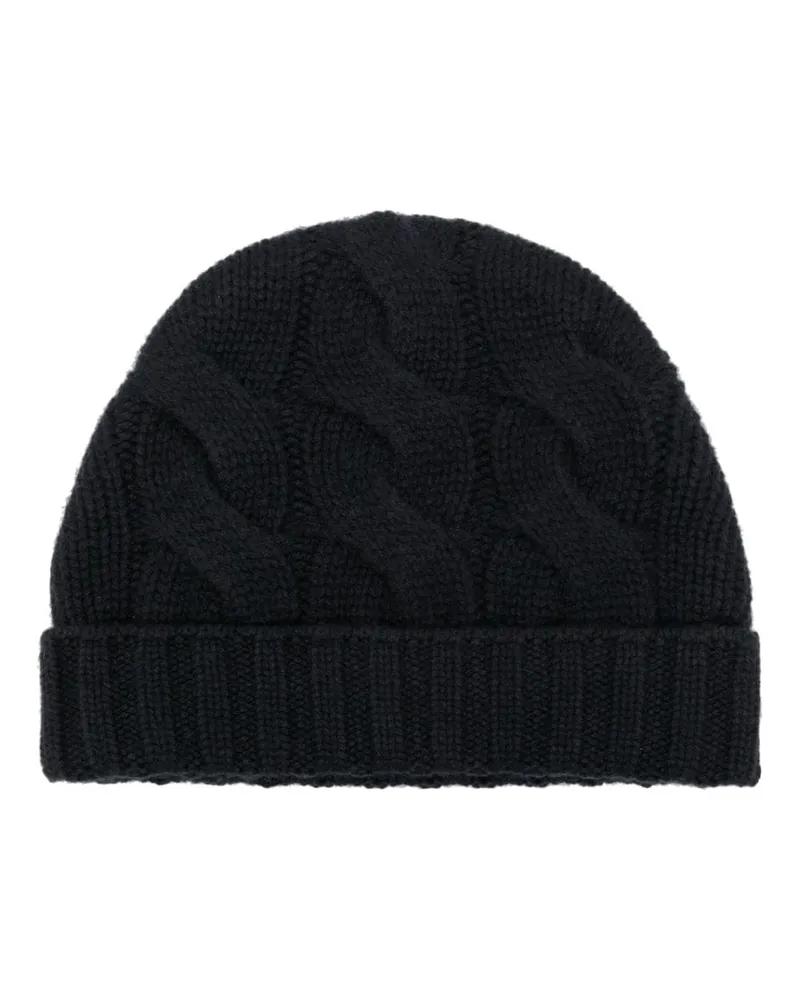 N.Peal Beanie mit Zopfmuster Blau