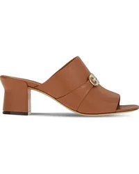 Ferragamo Double Gancini Mules Braun