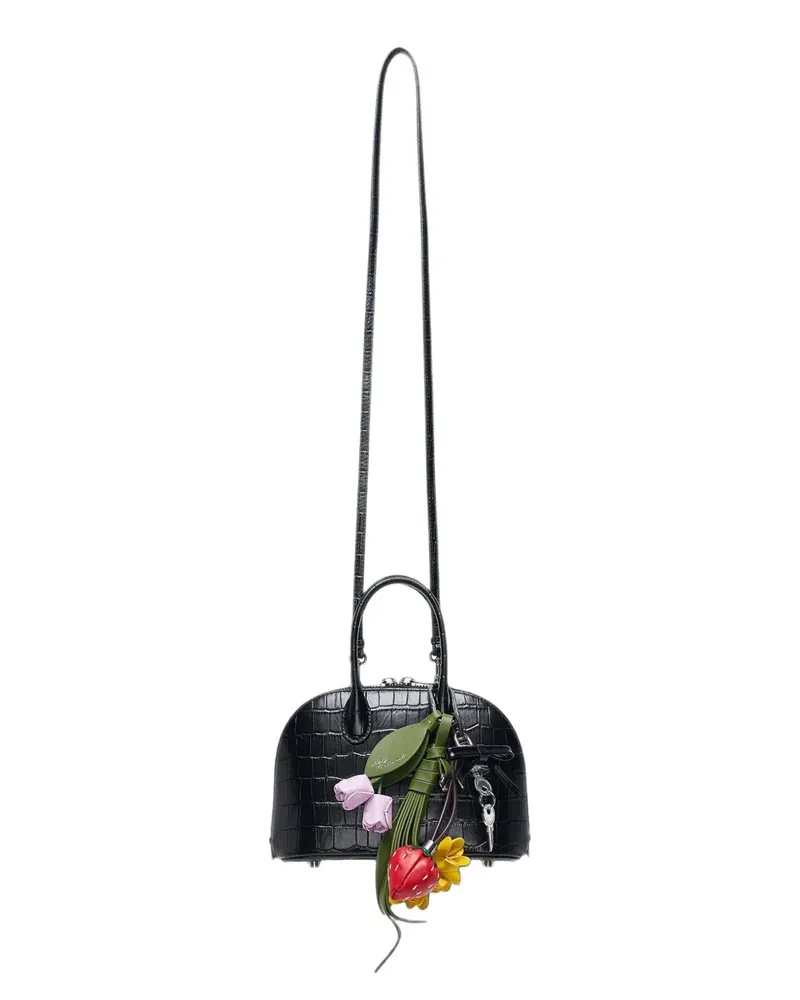 Self-Portrait Schultertasche in Kroko-Optik - Schwarz Schwarz