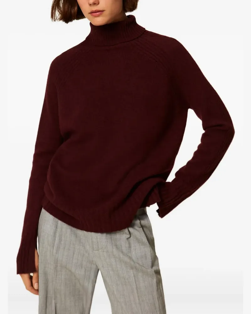Twin-Set Gerippter Rollkragenpullover - Rot Rot