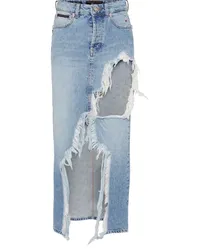 Philipp Plein Jeans-Midirock im Distressed-Look Blau