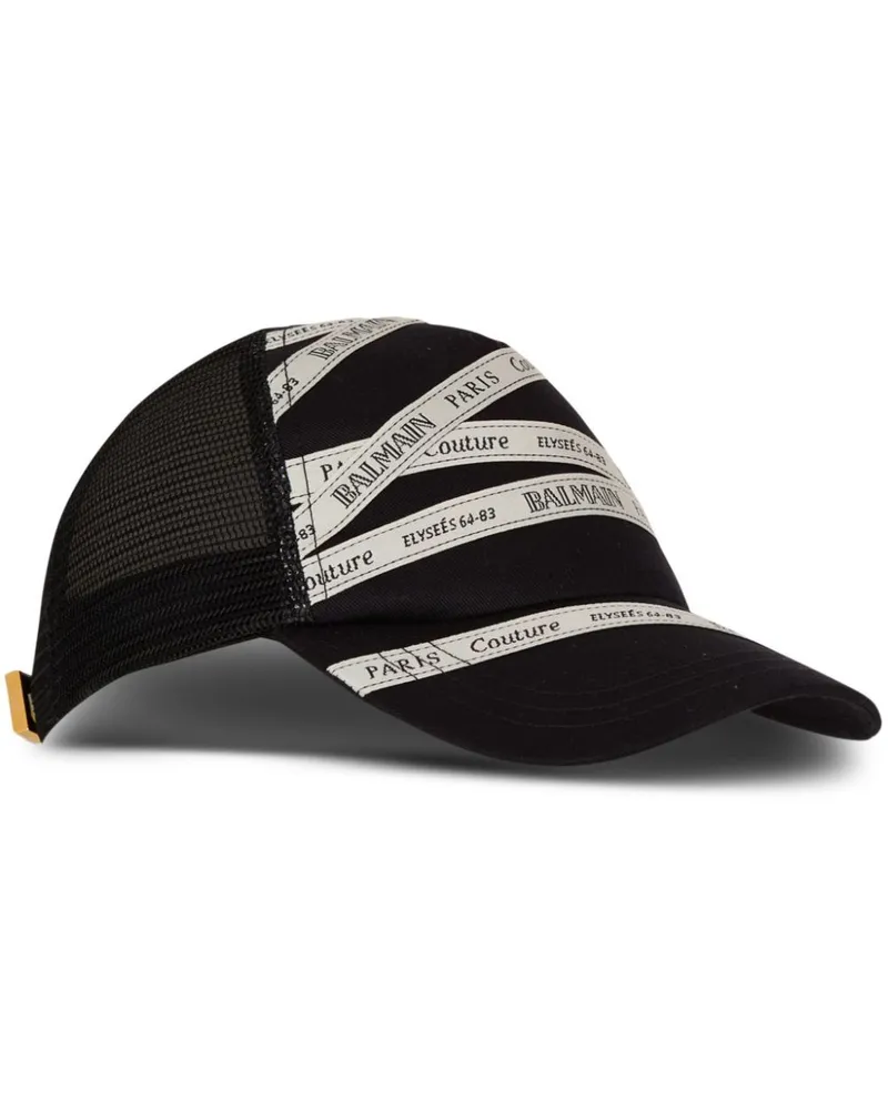 Balmain Baseballkappe mit Logo-Print - Schwarz Schwarz