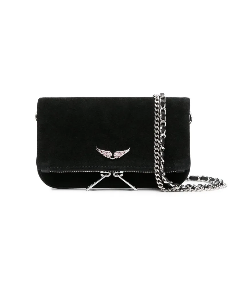 Zadig & Voltaire Rock Nano Clutch aus Wildleder Schwarz