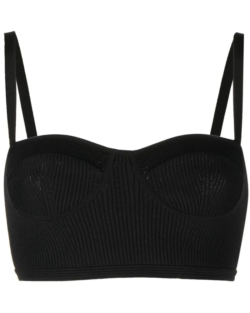 Alexander McQueen Geripptes Bustier-Top - Schwarz Schwarz