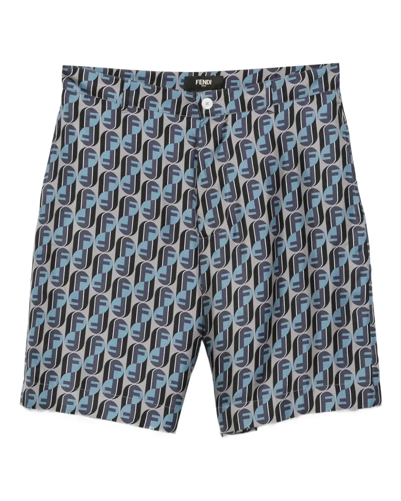 Fendi Shorts aus Seide mit Monogramm-Print - Blau Blau