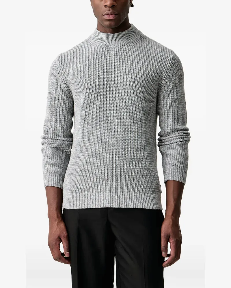 JOOP! ribbed-knit mock-neck sweater - Grau Grau