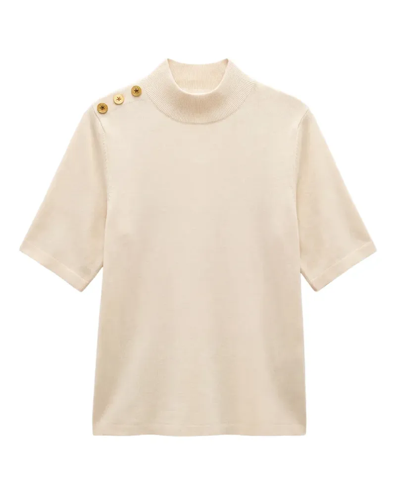 Edward Achour button-embellished high-neck top - Weiß Weiß
