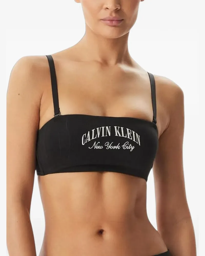 Calvin Klein Gerippter Heritage BH mit Logo - Schwarz Schwarz