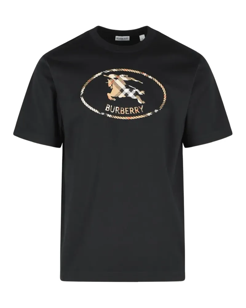 Burberry T-Shirt mit Logo-Stickerei - Schwarz Schwarz