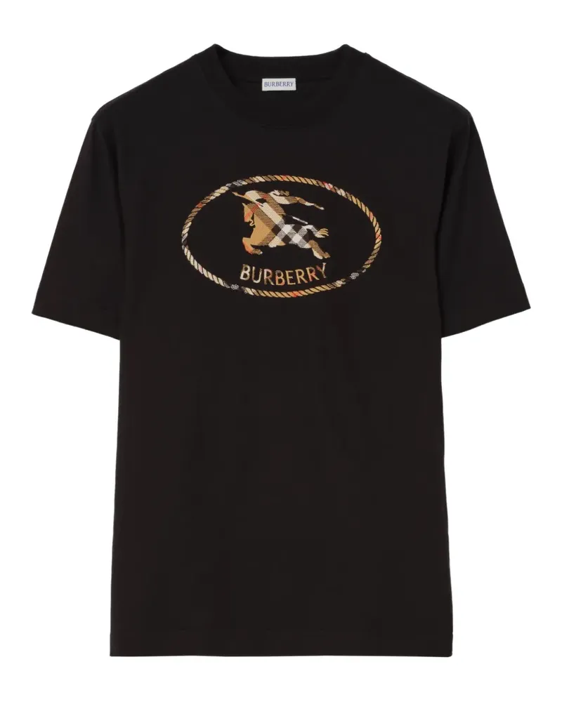 Burberry Check T-Shirt mit Logo - Schwarz Schwarz