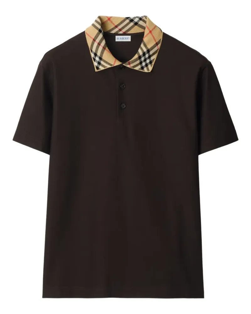 Burberry Poloshirt mit kariertem Kragen - Braun Braun
