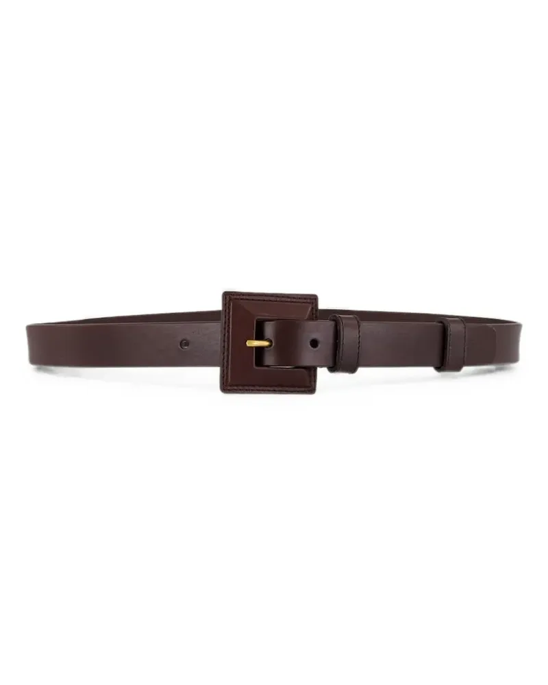 Saint Laurent square-buckle leather belt - Braun Braun