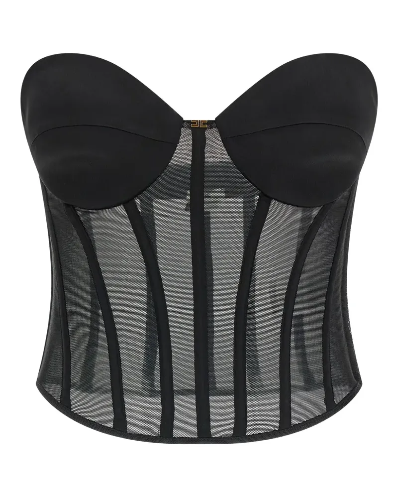 Elisabetta Franchi tulle bustier top - Schwarz Schwarz