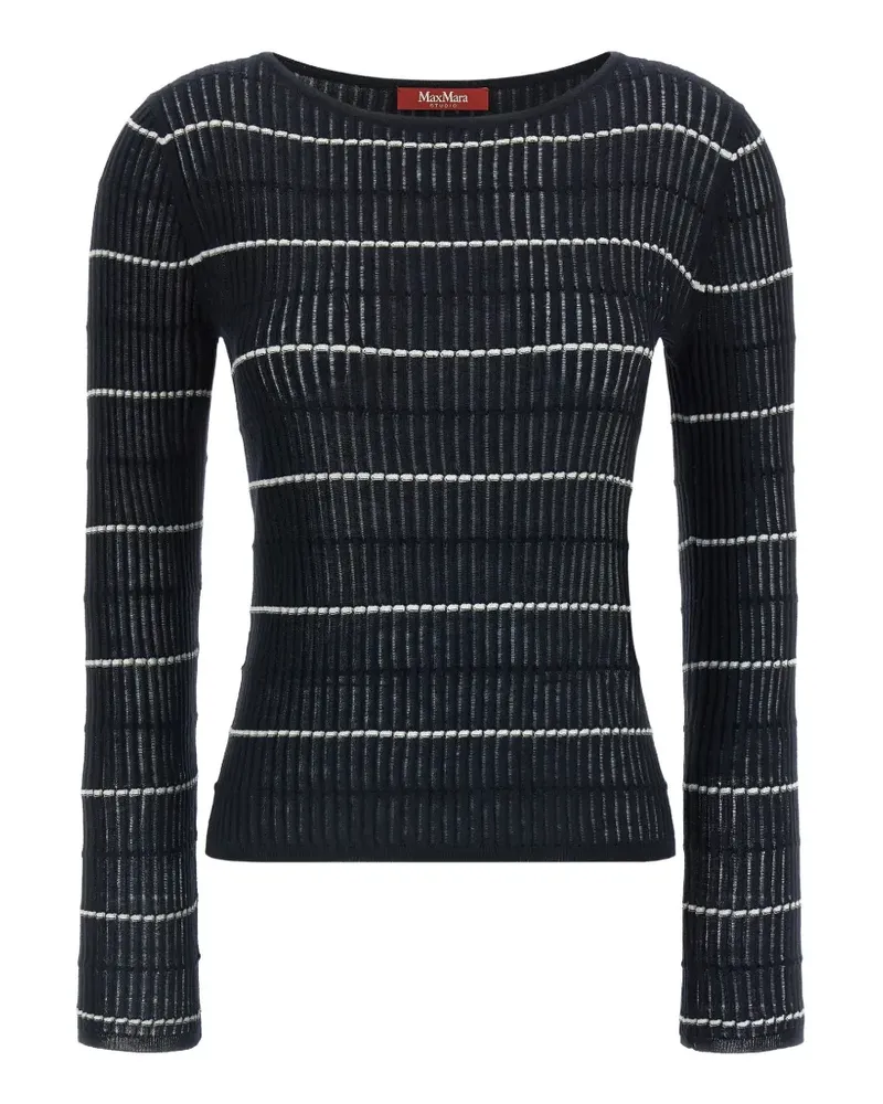 Max Mara Gerippter Pedone Pullover mit Streifen - Blau Blau