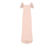 Langes Cady Couture-Kleid mit Stickerei - Rosa