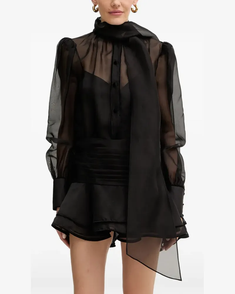 Retrofête Celandine ruffled mini dress - Schwarz Schwarz