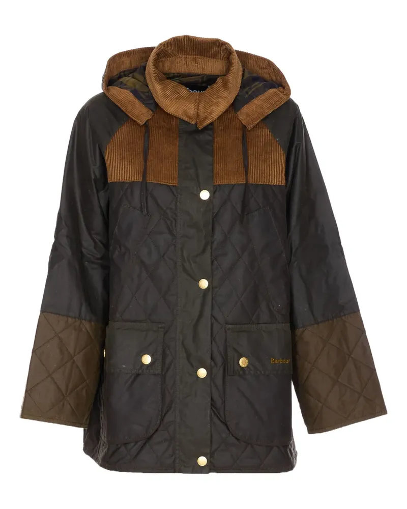 Barbour Gesteppte Jacke mit Cordeinsätzen - Grün Grün