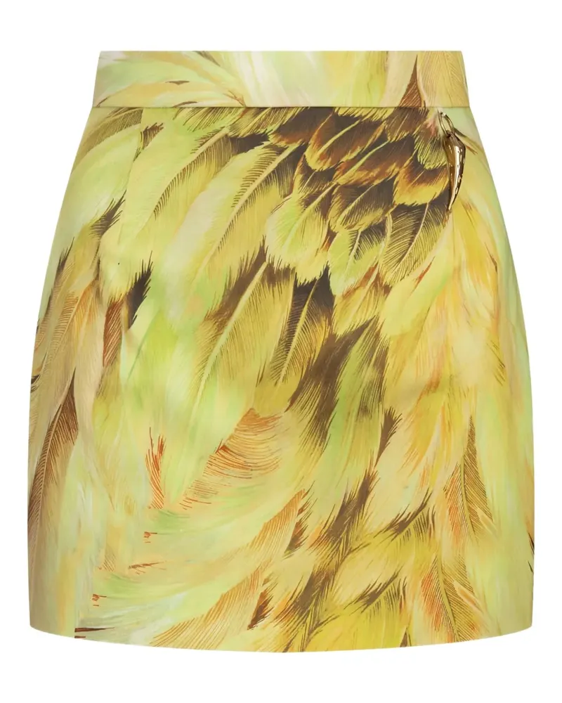 Roberto Cavalli Reißverschluss-Rock mit Feder-Print - Grün Grün