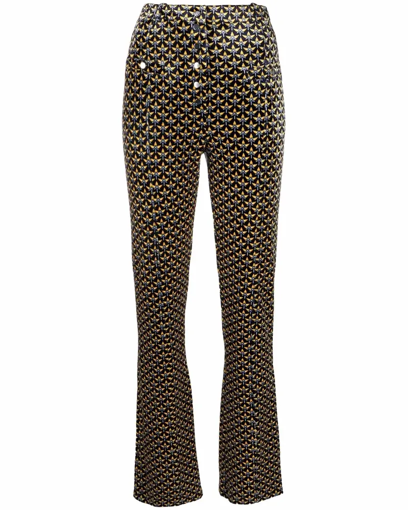 Paco Rabanne Strickhose mit geometrischem Print - Schwarz Schwarz