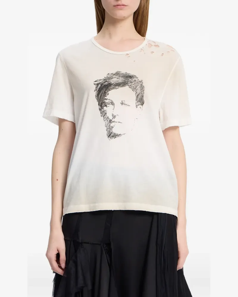 Ann Demeulemeester T-Shirt in Distressed-Optik - Nude Nude