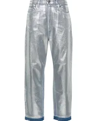 Elisabetta Franchi Laminierte Boyfriend-Jeans Silber