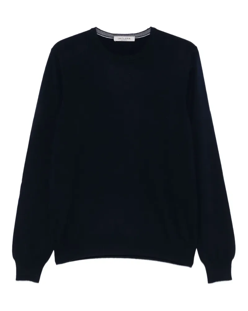 La Fileria Kaschmirpullover mit Rundhalsausschnitt - Blau Blau