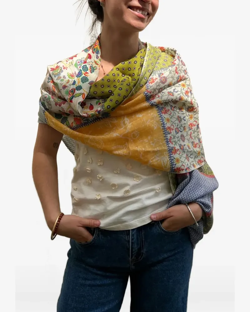 Leathersmith of London patchwork scarf - Nude Nude