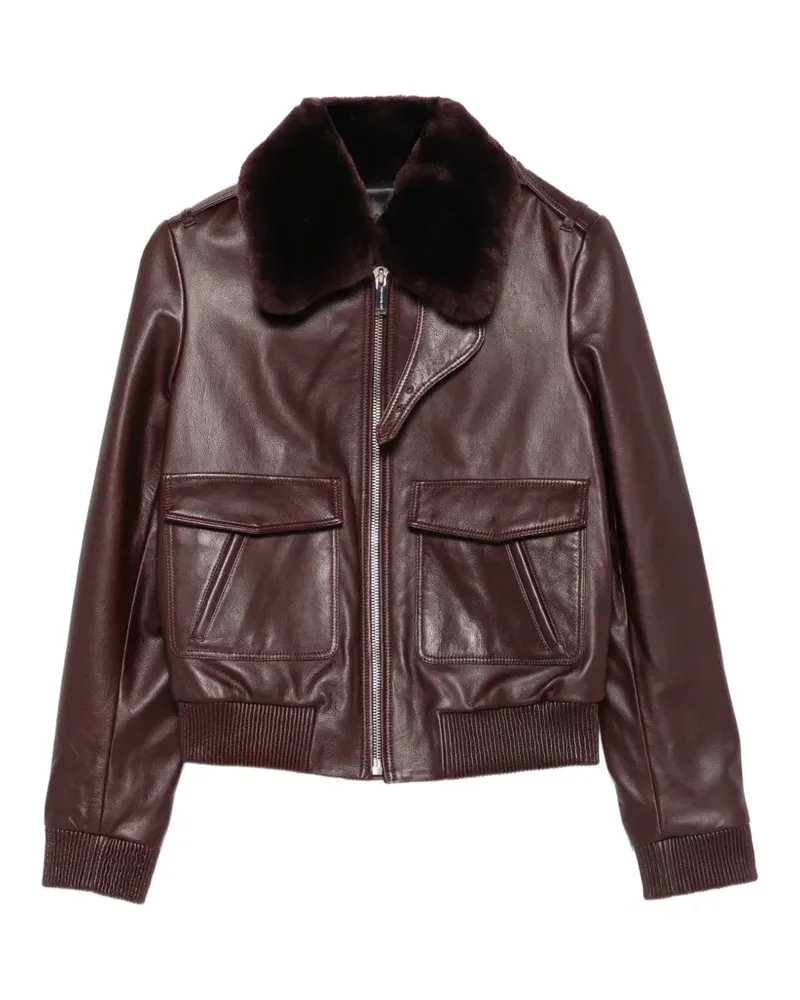 Barbara Bui Lederjacke mit Shearling-Kragen - Rot Rot
