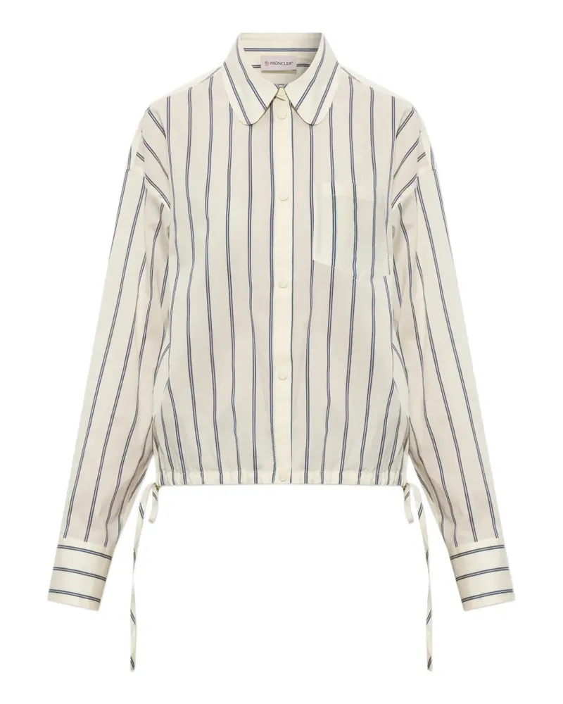 Moncler drawstring-details striped cotton shirt - Nude Nude