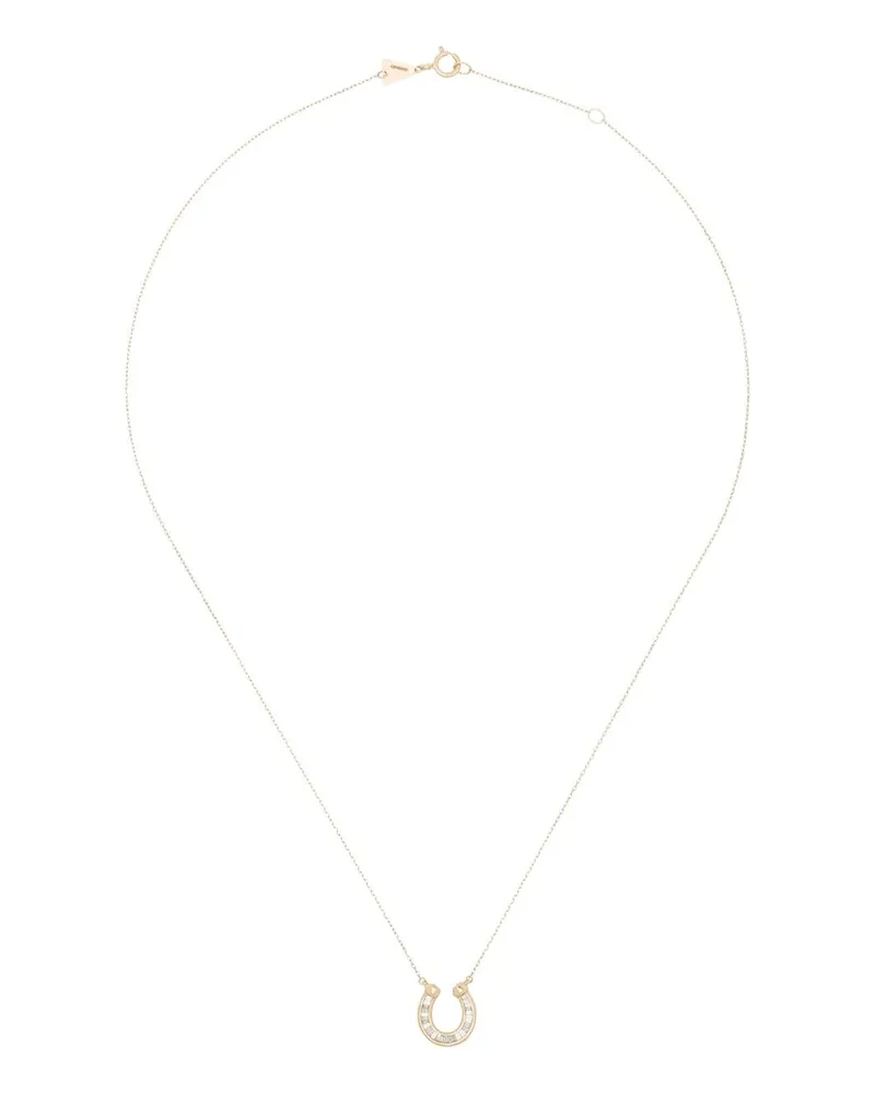 Adina Reyter 14kt Gelbgoldhalskette mit Diamant-Hufeisen Gold