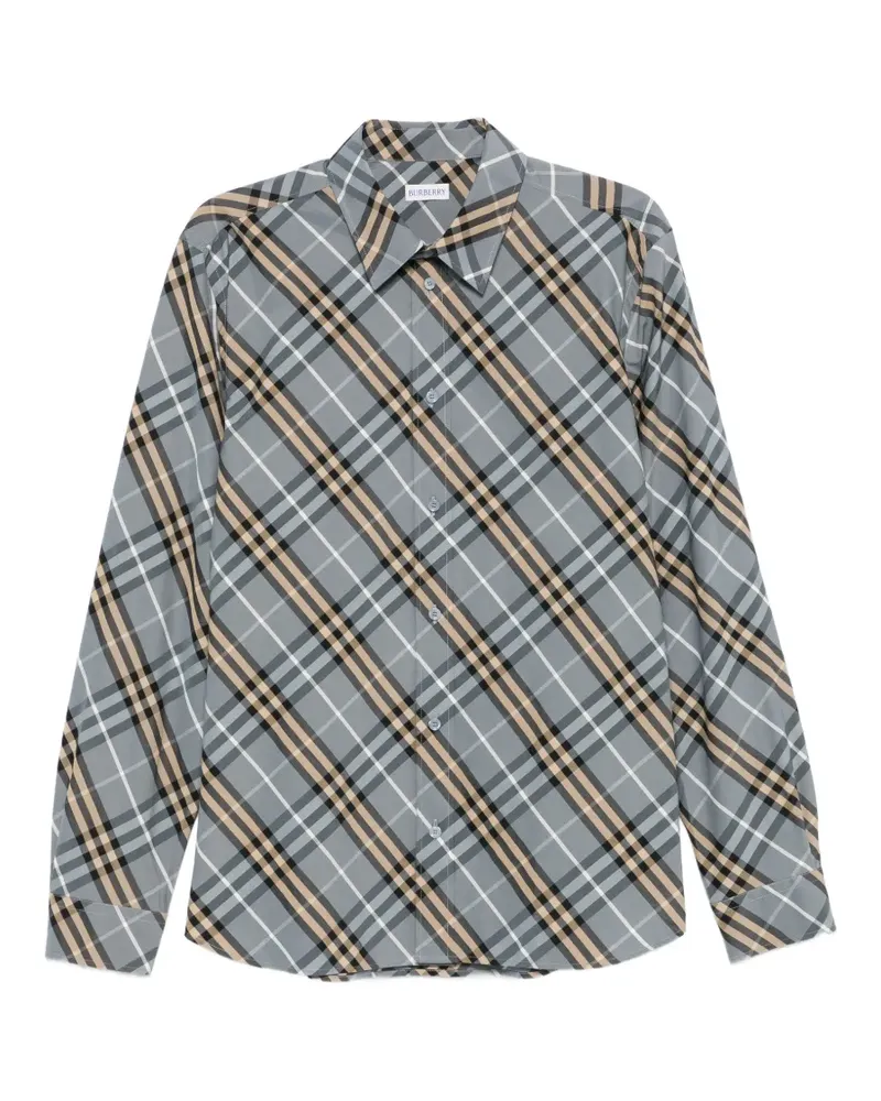 Burberry check button shirt - Grau Grau