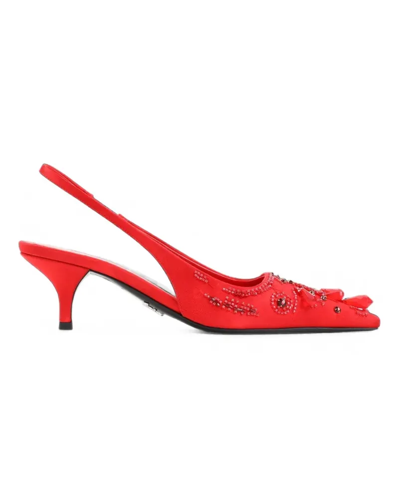 Prada Slingback-Pumps mit Stickerei - Rot Rot