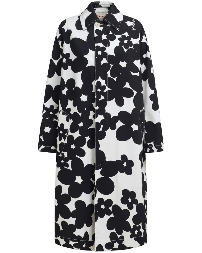 Marni Mantel mit Blumen-Print - Schwarz Schwarz