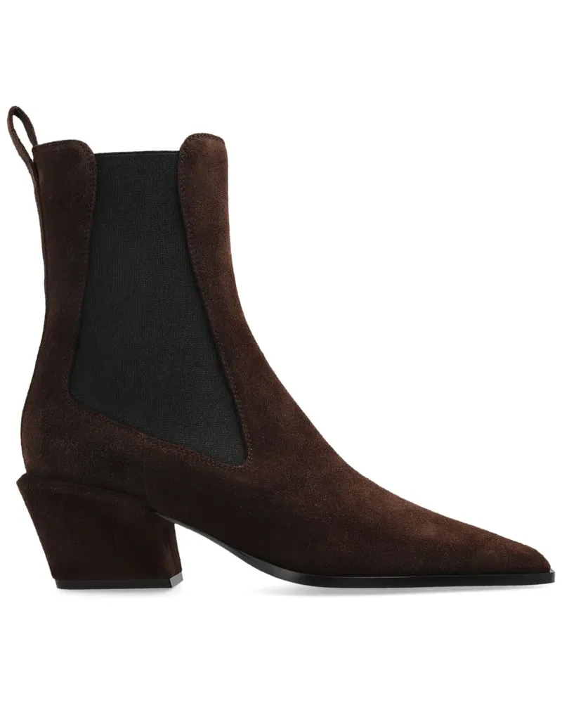 Paris Texas Spitze Stiefel mit Blockabsatz - Braun Braun